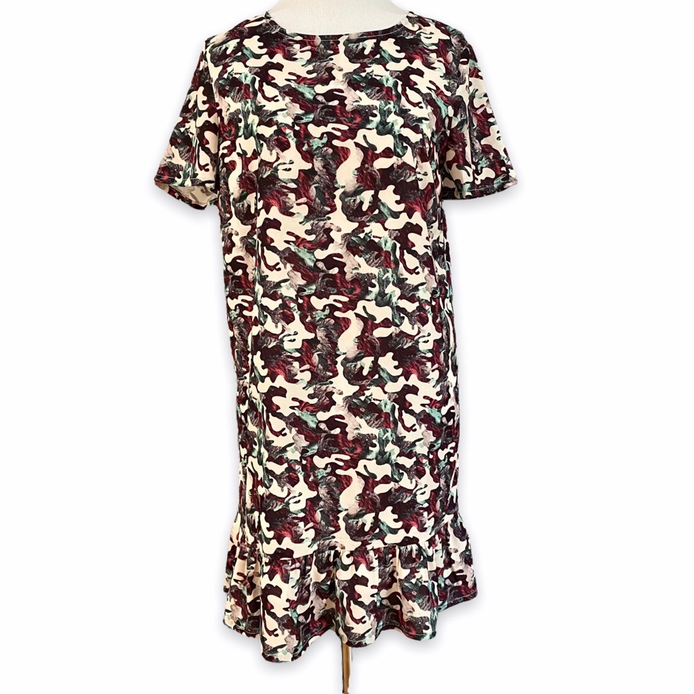 NWOT Daisy Street Abstract Ruffle Hem Sheath Dress, XS